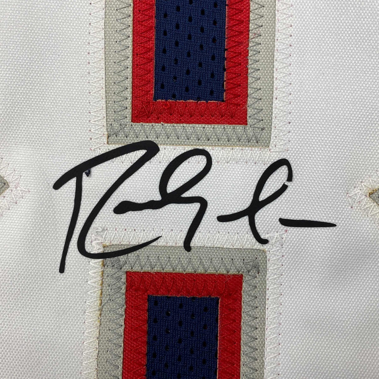 Facsimile Autographed Randy Moss New England Blue Reprint Laser Auto Football Jersey Size Men's XL