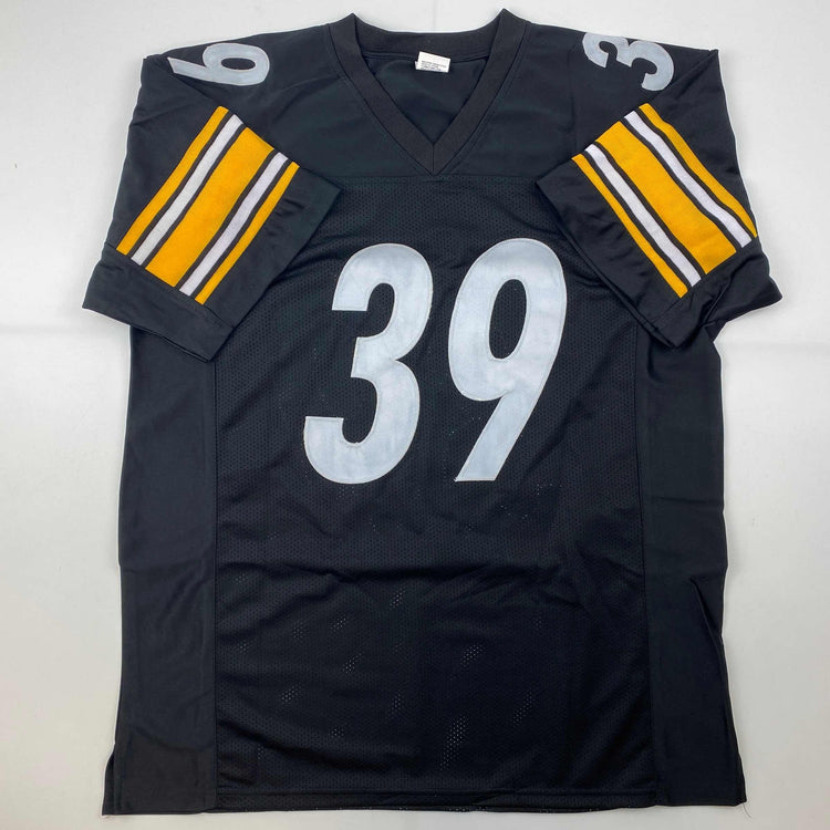 Facsimile Autographed Minkah Fitzpatrick Pittsburgh Black Reprint Laser Auto Football Jersey Size Men's XL