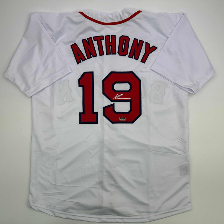Facsimile Autographed Roman Anthony Boston White Reprint Laser Auto Baseball Jersey Size Men's XL