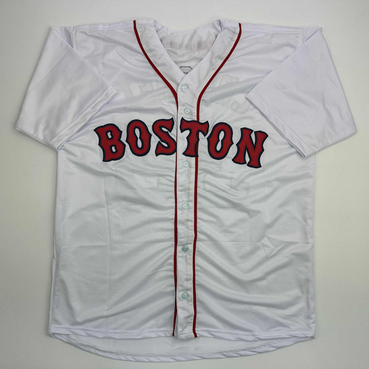 Facsimile Autographed Garrett Crochet Boston White Reprint Laser Auto Baseball Jersey Size Men's XL