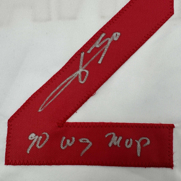 Autographed/Signed Jose Rijo 90 WS MVP Cincinnati White Baseball Jersey Beckett BAS COA