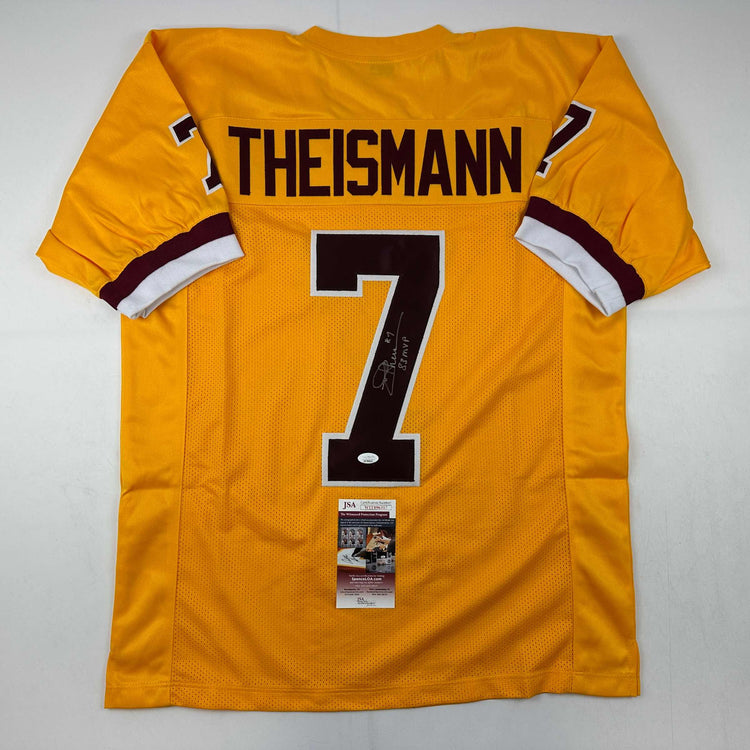 Autographed/Signed Joe Theismann 83 MVP Washington Yellow Football Jersey JSA COA