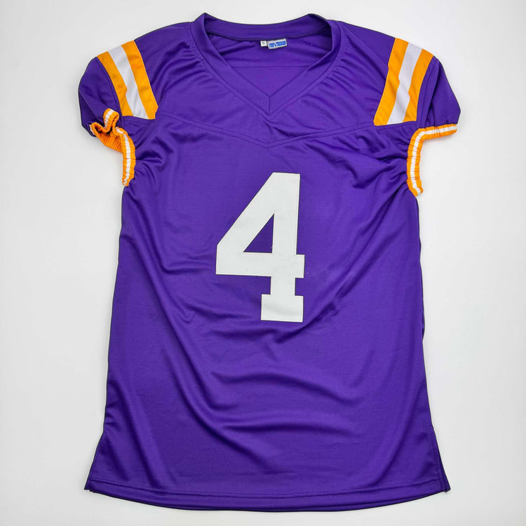 Autographed/Signed CJ C.J. Daniels LSU Purple College Football Jersey Beckett BAS COA