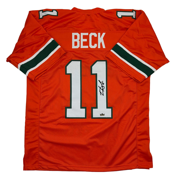 Facsimile Autographed Carson Beck Miami Orange Reprint Laser Auto College Football Jersey Size Men's XL