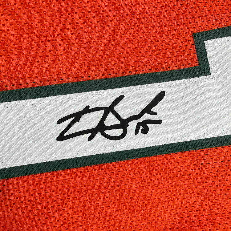 Facsimile Autographed Carson Beck Miami Orange Reprint Laser Auto College Football Jersey Size Men's XL