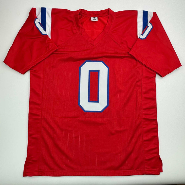 Autographed/Signed Christian Gonzalez New England Red Football Jersey Beckett BAS COA