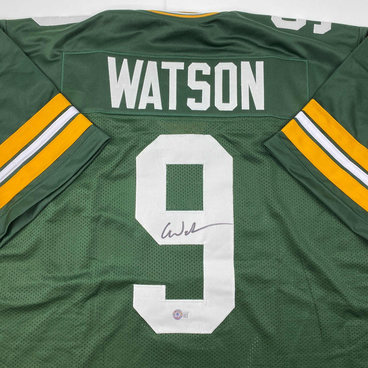 Autographed/Signed Christian Watson Green Bay Green Football Jersey Beckett BAS COA