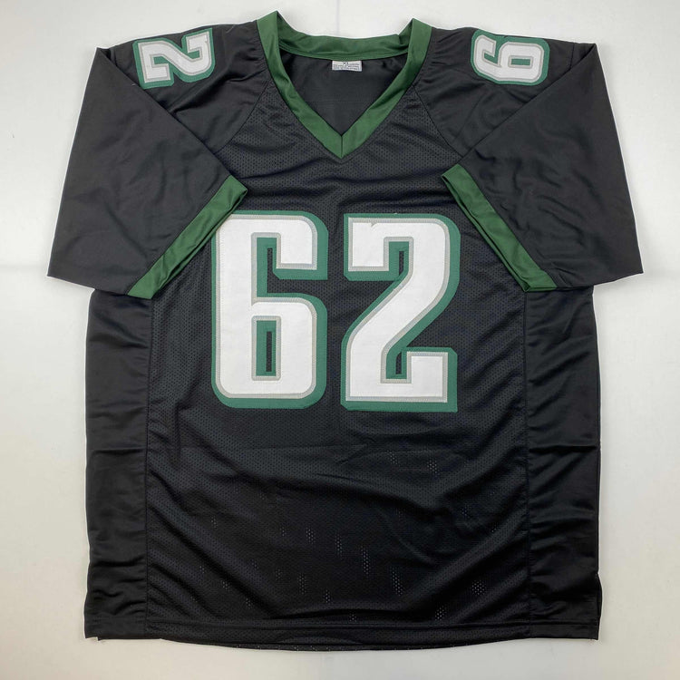 Facsimile Autographed Jason Kelce Philadelphia Black Reprint Laser Auto Football Jersey Size Men's XL