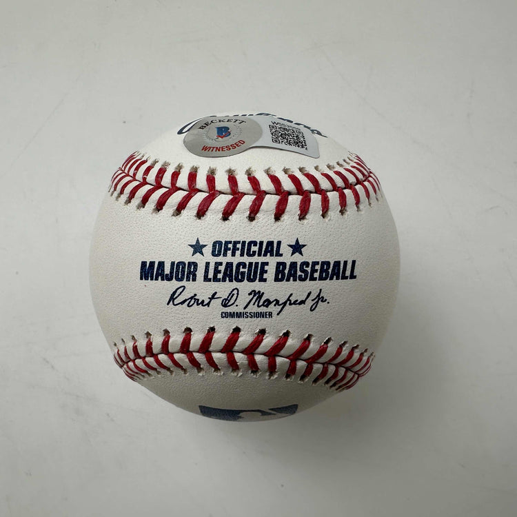 Autographed/Signed Ronald Acuna Jr. Rawlings Official Major League ROML Baseball Beckett BAS COA