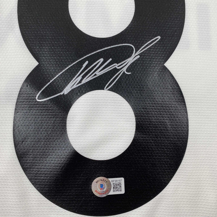 Autographed/Signed Ricardo Kaka Real Madrid White Soccer Futbol Jersey Beckett BAS COA