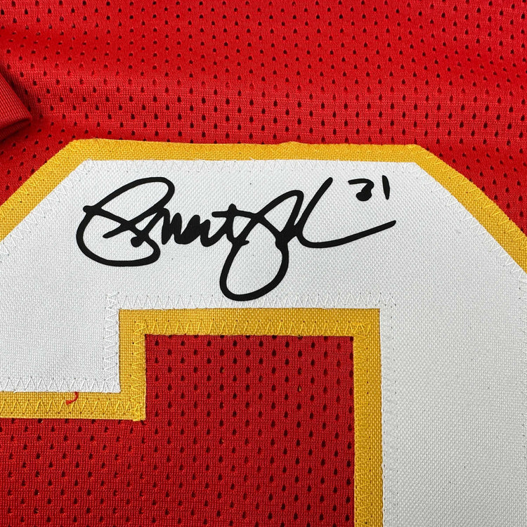 Facsimile Autographed Priest Holmes Kansas City Red Reprint Laser Auto Football Jersey Size Men's XL