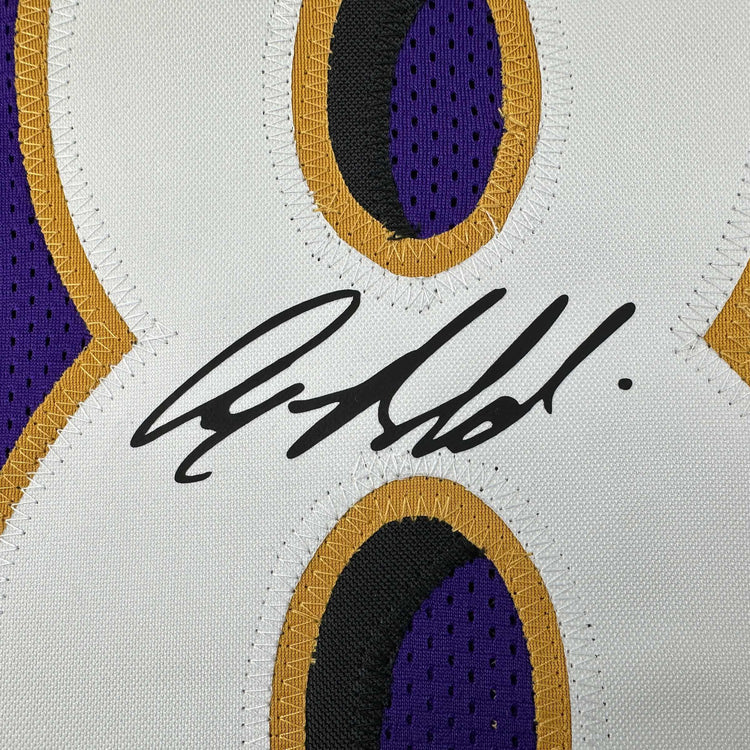 Framed Facsimile Autographed Anquan Boldin 35x39 Baltimore Purple Reprint Laser Auto Football Jersey