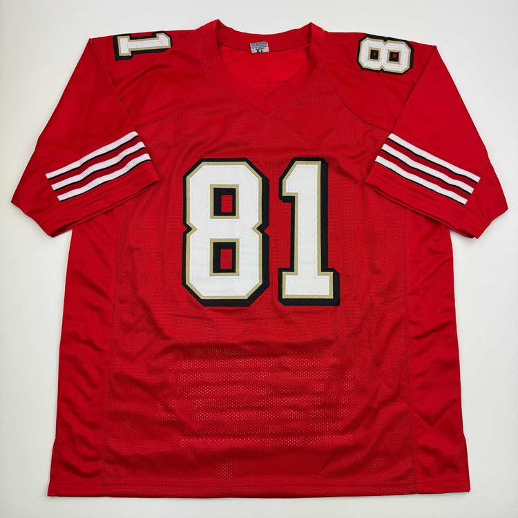 Autographed/Signed Terrell Owens San Francisco Red Stat Football Jersey JSA COA