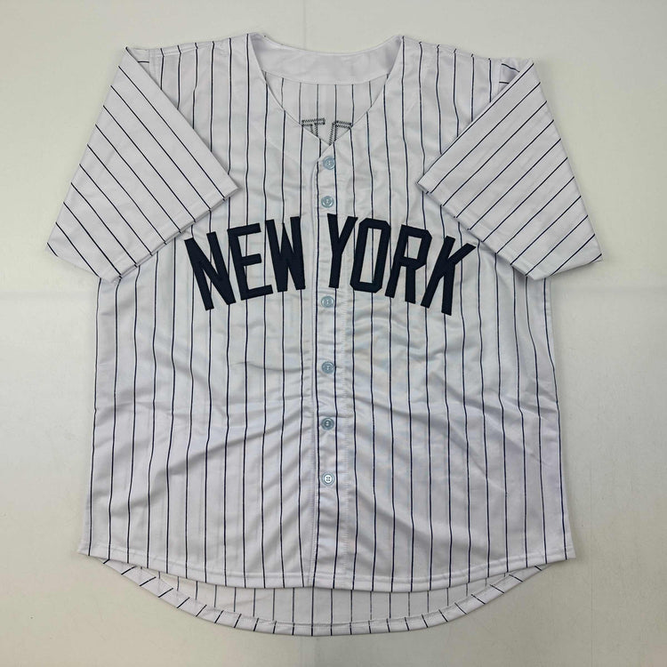 Facsimile Autographed Juan Soto New York Pinstripe Reprint Laser Auto Baseball Jersey Size Men's XL