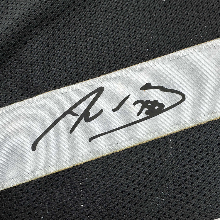Facsimile Autographed Alejandro Villanueva Pittsburgh Black Reprint Laser Auto Football Jersey Size Men's XL