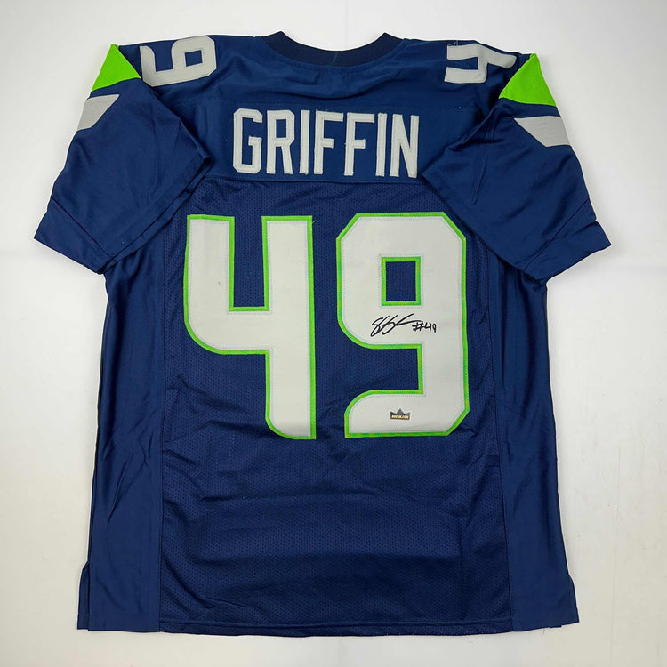 Facsimile Autographed Shaquem Griffin Seattle Blue Reprint Laser Auto Football Jersey Size Men's XL