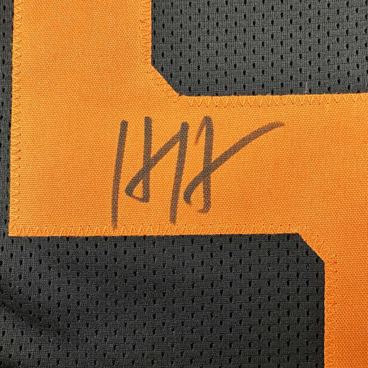 Autographed/Signed Hendon Hooker Tennessee Black College Football Jersey JSA COA