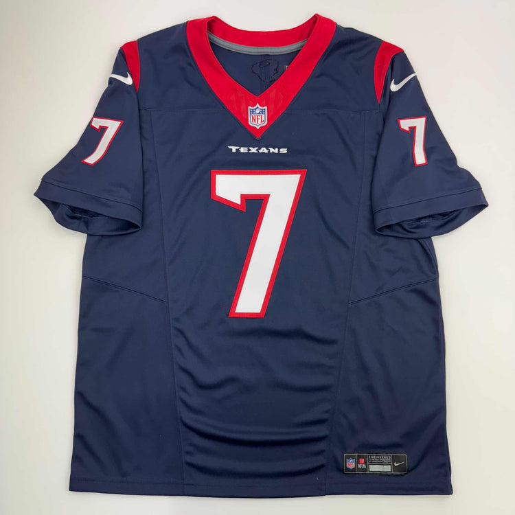 Autographed/Signed C.J CJ Stroud Houston Blue Nike Dri-Fit Limited Football Jersey Fanatics COA