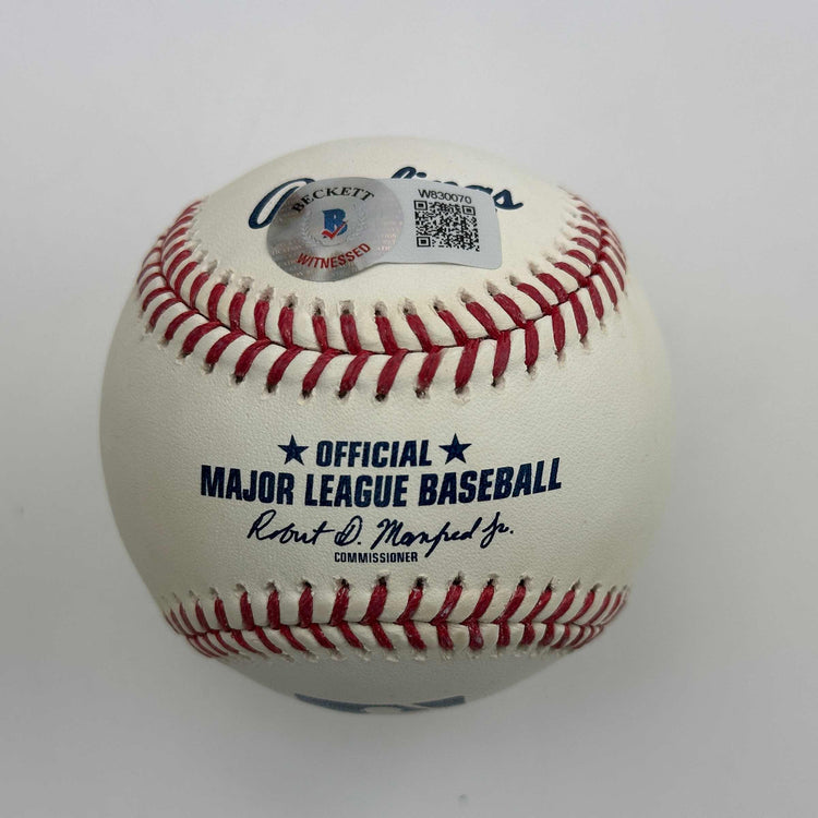 Autographed/Signed Trevor Hoffman Rawlings Official Major League Baseball ROML Beckett BAS COA