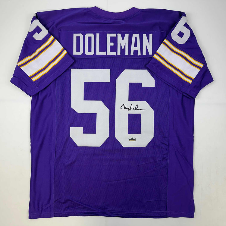 Facsimile Autographed Chris Doleman Minnesota Purple Reprint Laser Auto Football Jersey Size Men's XL