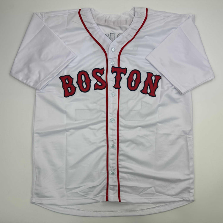 Autographed/Signed Derek Lowe Boston White Baseball Jersey Beckett BAS COA