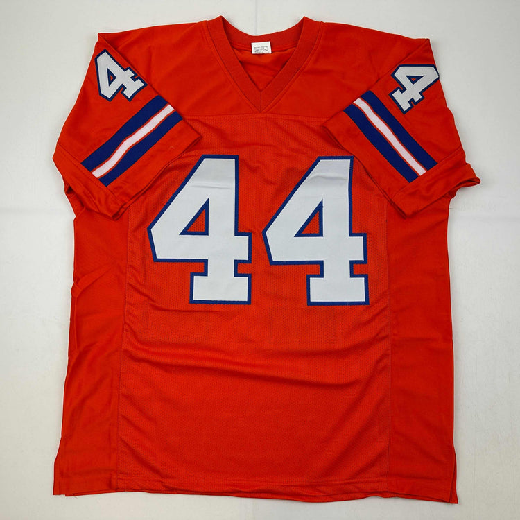 Facsimile Autographed Floyd Little Denver Orange Reprint Laser Auto Football Jersey Size Men's XL