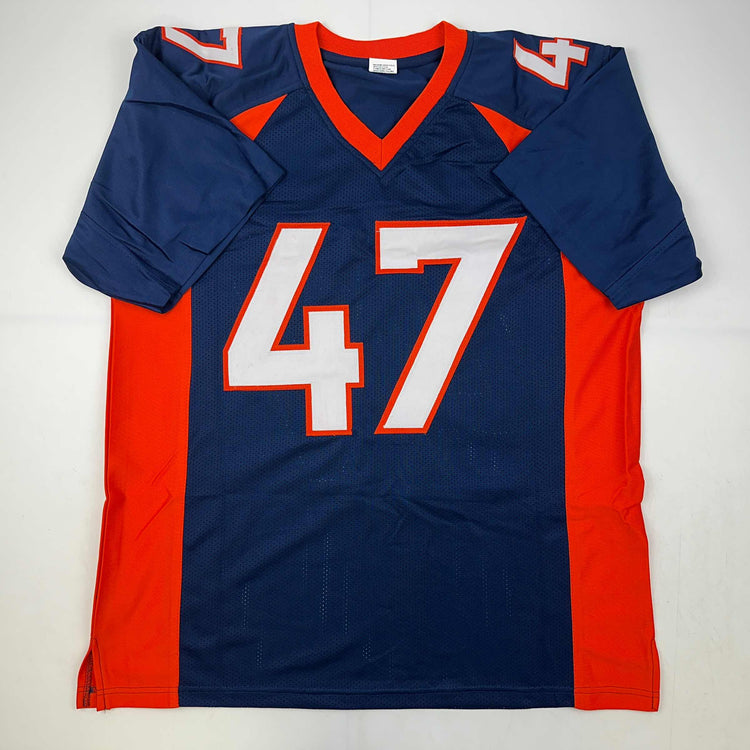 Facsimile Autographed John Lynch Denver Blue Reprint Laser Auto Football Jersey Size Men's XL