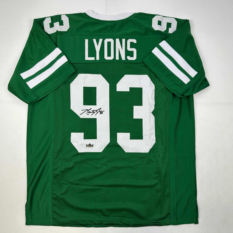 Facsimile Autographed Marty Lyons New York Green Reprint Laser Auto Football Jersey Size Men's XL