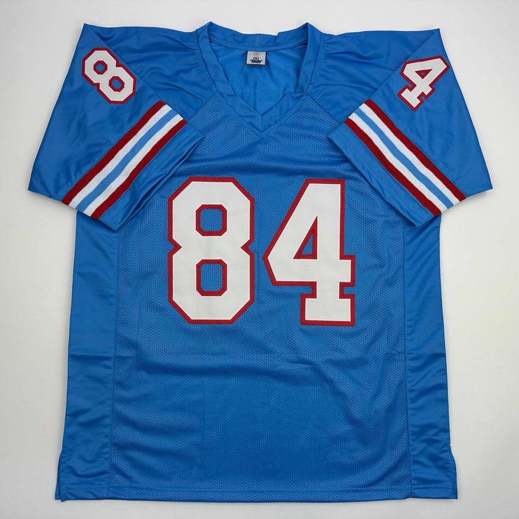 Autographed/Signed Haywood Jeffires Tennessee Retro Light Blue Football Jersey JSA COA