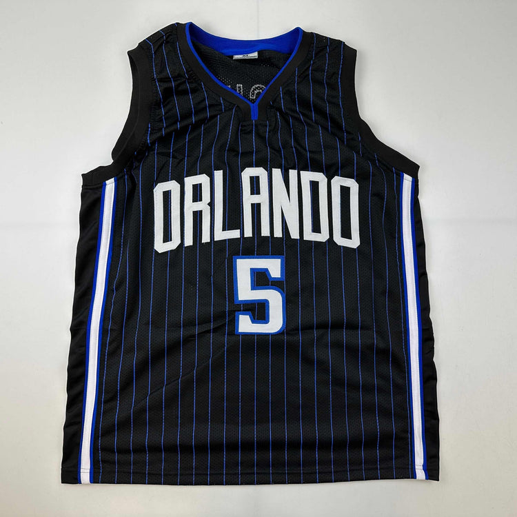 Facsimile Autographed Paolo Banchero Orlando Black Pinstripe Reprint Laser Auto Basketball Jersey Size Men's XL