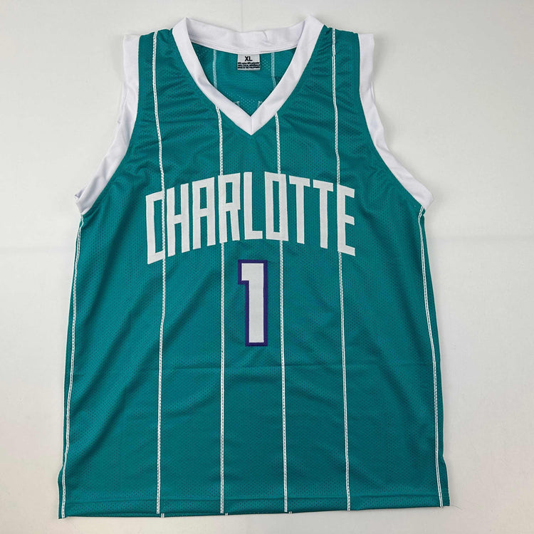 Facsimile Autographed LaMelo Ball Charlotte Teal Reprint Laser Auto Basketball Jersey Size Men's XL