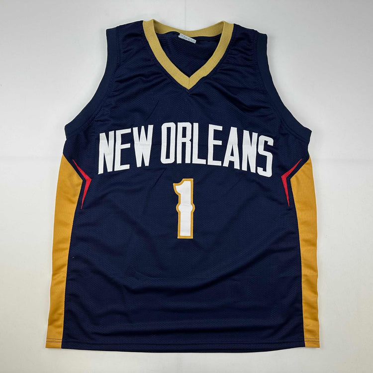 Facsimile Autographed Zion Williamson New Orleans Blue Reprint Laser Auto Basketball Jersey Size Men's XL