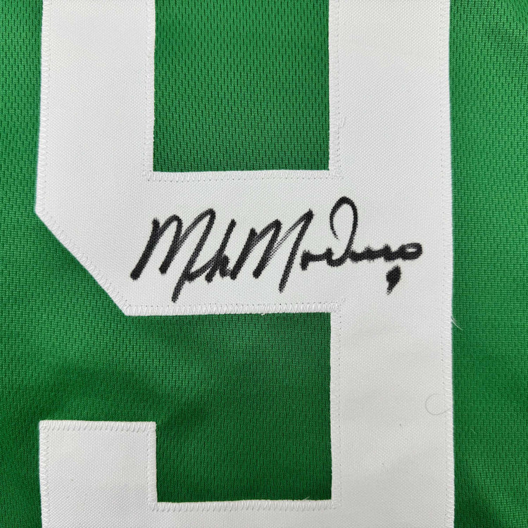 Autographed/Signed Mike Modano Dallas Green Retro Hockey Jersey Beckett BAS COA