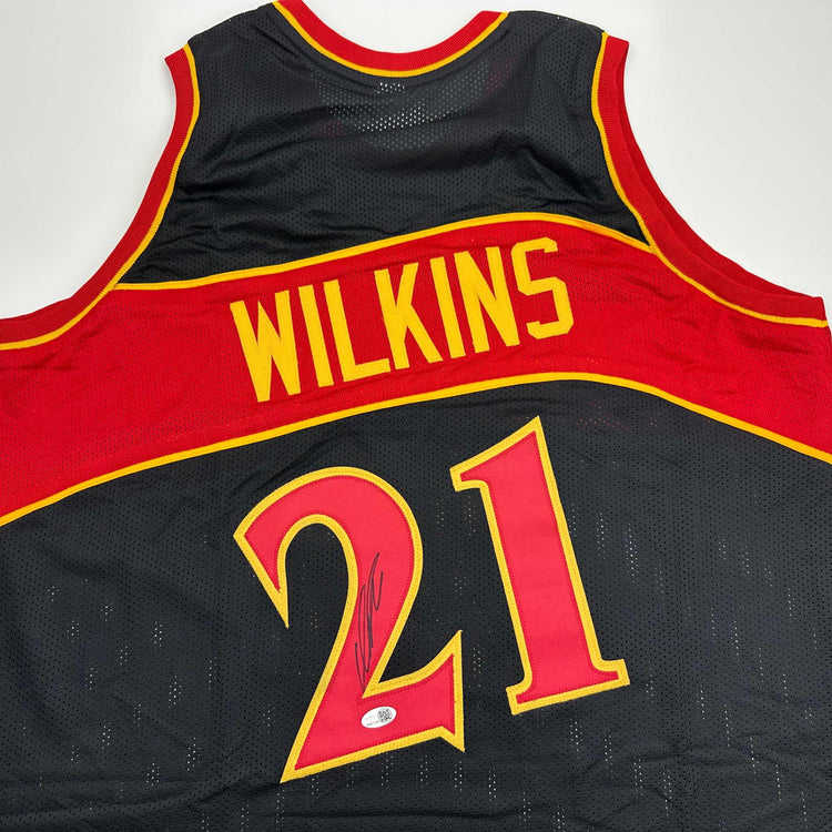 Autographed/Signed Dominique Wilkins Atlanta Black Basketball Jersey JSA COA