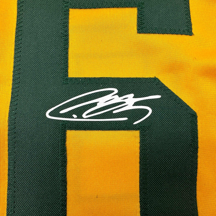 Framed Facsimile Autographed Roberto Carlos 35x39 Brazil Yellow World Cup Reprint Laser Auto Soccer Jersey