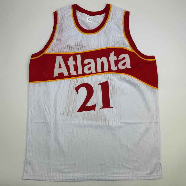 Autographed/Signed Dominique Wilkins Atlanta White Basketball Jersey JSA COA