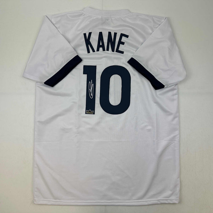 Facsimile Autographed Harry Kane Tottenham Hotspur FC White Reprint Laser Auto Soccer Jersey Size Men's XL