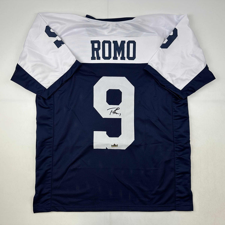 Facsimile Autographed Tony Romo Dallas Thanksgiving Day Reprint Laser Auto Football Jersey Size Men's XL
