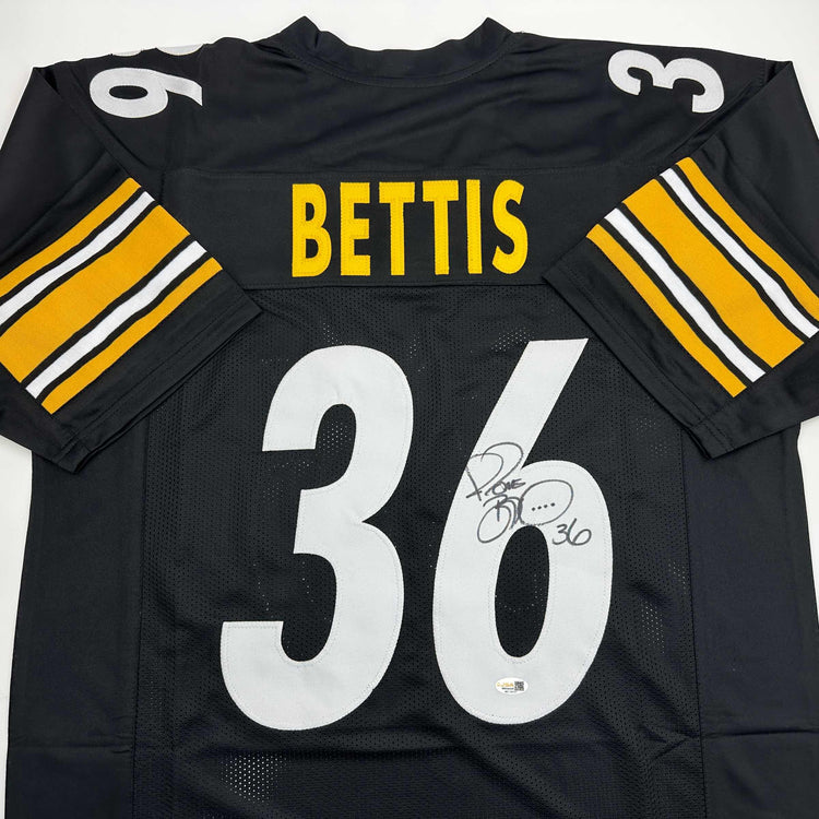 Autographed/Signed Jerome Bettis Pittsburgh Black Football Jersey JSA COA