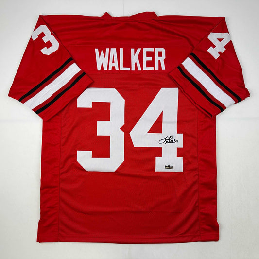 Facsimile Autographed Herschel Walker Georgia Red Reprint Laser Auto College Football Jersey Size Men's XL