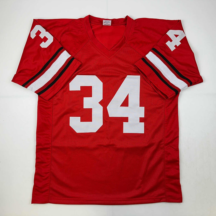 Facsimile Autographed Herschel Walker Georgia Red Reprint Laser Auto College Football Jersey Size Men's XL