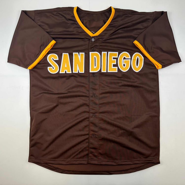 Facsimile Autographed Fernando Tatis Jr. San Diego Brown Reprint Laser Auto Baseball Jersey Size Men's XL