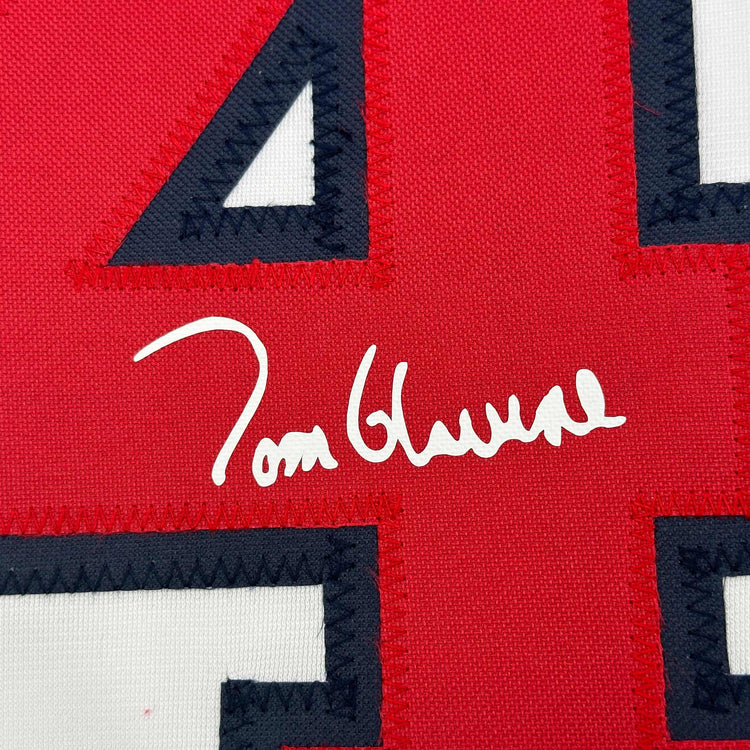 Facsimile Autographed Tom Glavine Atlanta White Reprint Laser Auto Baseball Jersey Size Men's XL