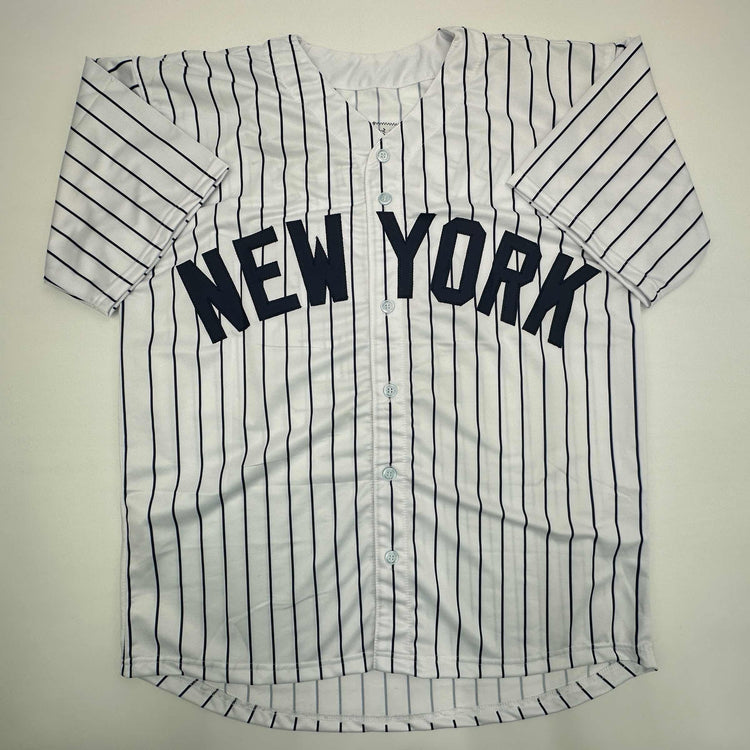 Facsimile Autographed Andy Pettitte New York Pinstripe Reprint Laser Auto Baseball Jersey Size Men's XL