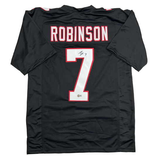 Autographed/Signed Bijan Robinson Atlanta Retro Black Football Jersey Beckett BAS COA