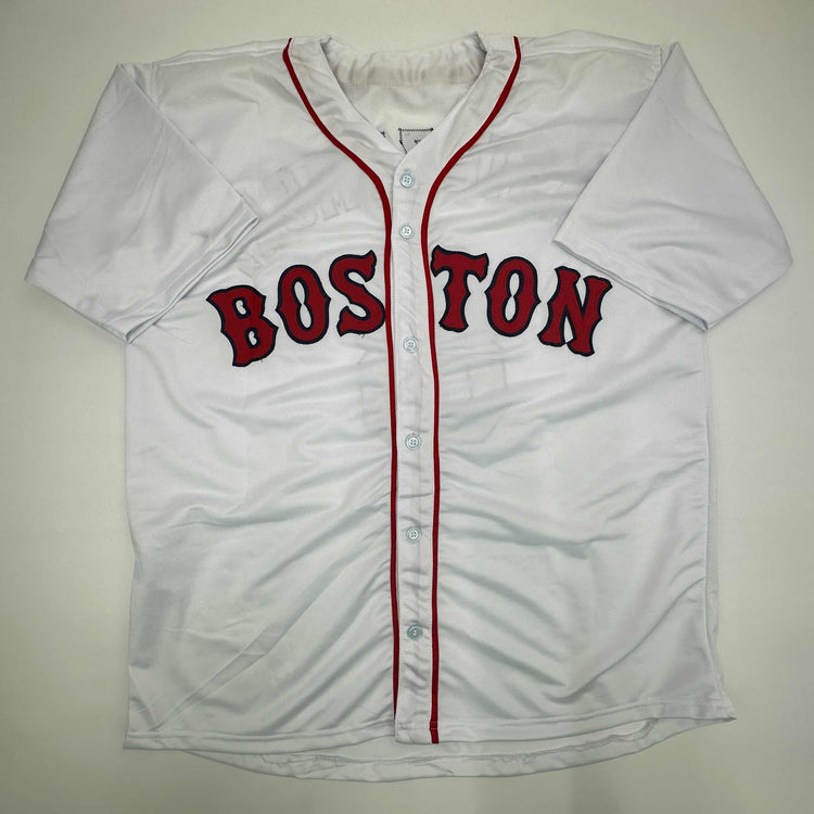 Facsimile Autographed Carl Yastrzemski Boston White Reprint Laser Auto Baseball Jersey Size Men's XL
