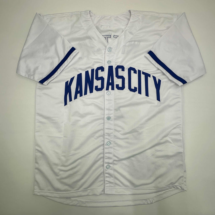 Facsimile Autographed Bobby Witt Jr Kansas City White Reprint Laser Auto Baseball Jersey Size Men's XL