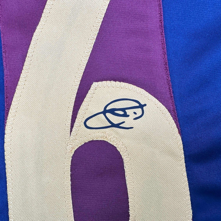 Framed Facsimile Autographed Xavi Hernandez 35x39 FC Barcelona Blue/Red Reprint Laser Auto Soccer Jersey