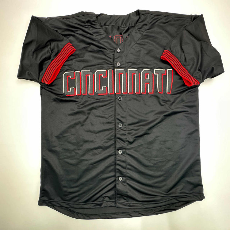 Facsimile Autographed Jonathan India Cincinnati Black City Connect Reprint Laser Auto Baseball Jersey Size Men's XL