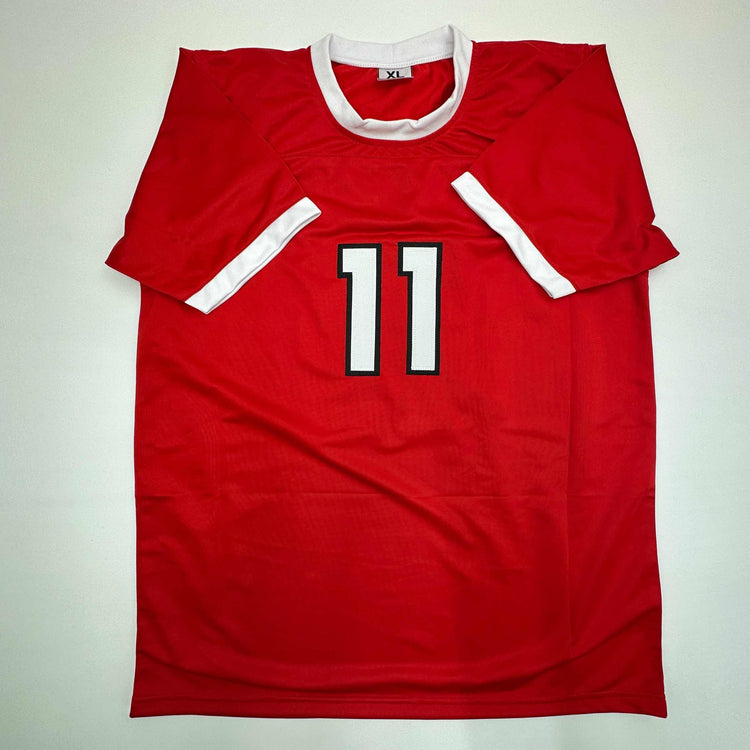 Facsimile Autographed Mohamed Mo Salah Liverpool FC Red Reprint Laser Auto Soccer Jersey Size Men's XL